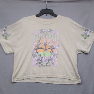 Weekend Warrior Graphic Print Crop Top T-Shirt Cream Women Size | XL